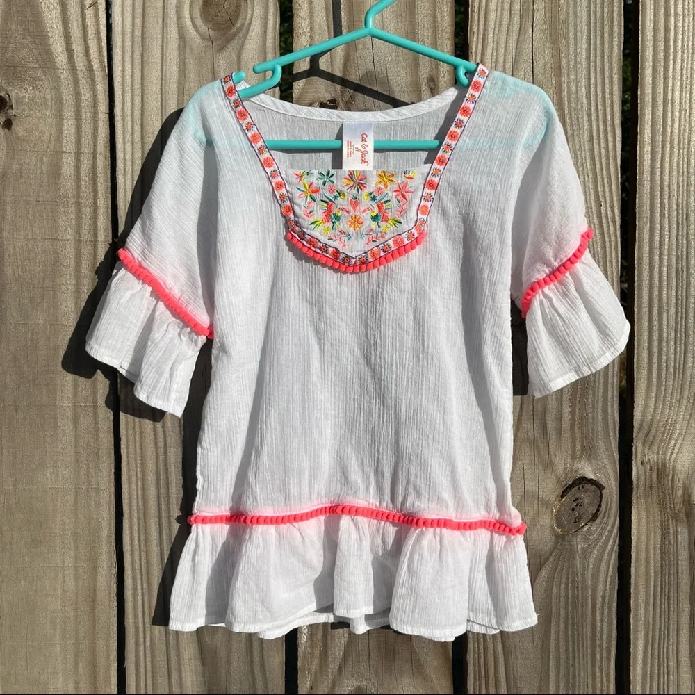 Cat & Jack Size 3T White with Multi Color Embroidery Swimsuit Coverup Dress - Picture 1 of 10